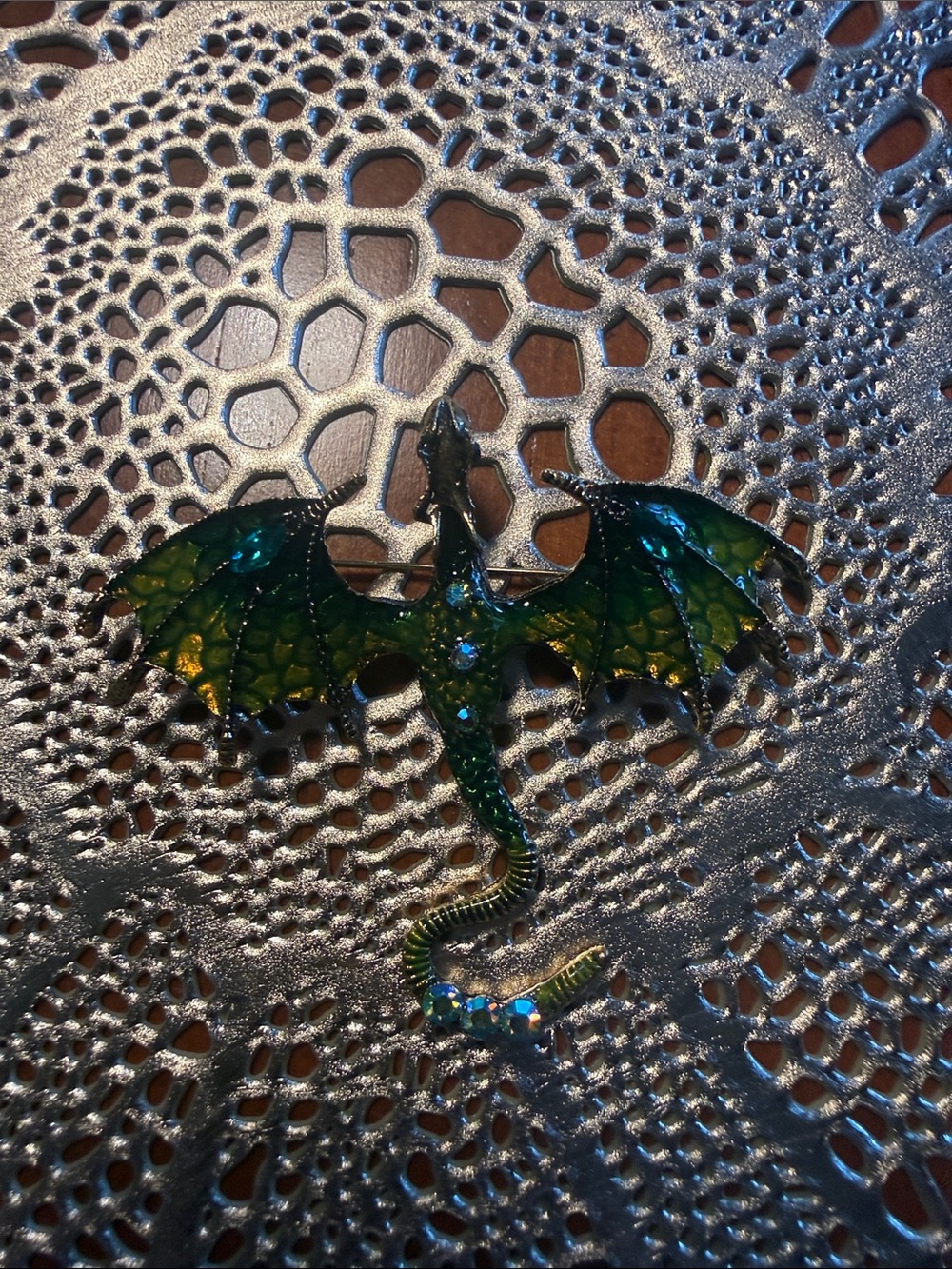 Green Iridescent Dragon brooch/pendant -